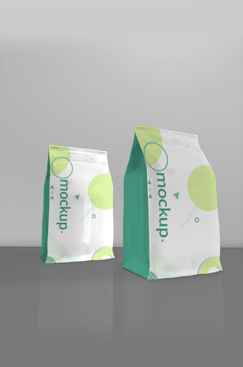 零食食品袋包装样机浅绿 平面素材